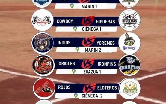 Cartelera oficial de la Jornada 4 de la Liga de Béisbol de Ciénega de Flores para el domingo 11 de octubre