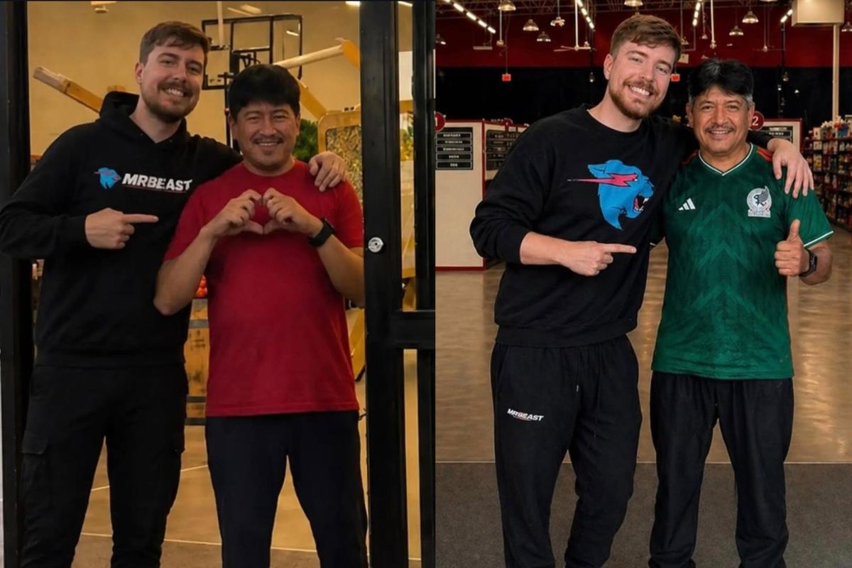 Juan García junto a MrBeast dentro del supermercado del reto