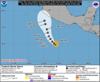 Pronóstico oficial de trayectoria tormenta tropical Vance 22 octubre 2026 de NHC