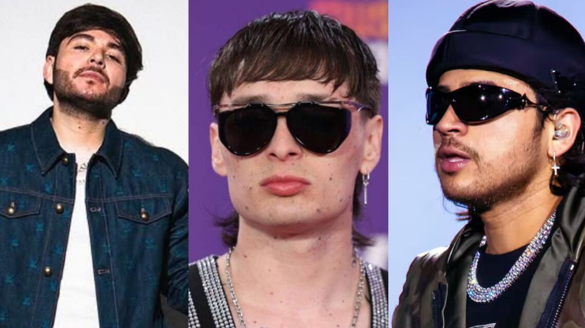 Collage fotográfico de Peso Pluma y Tito Double P que ilustran los premios Billboard de 2026