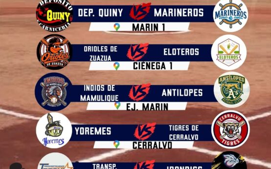 Rol de juegos de la Jornada 7 de la Liga de Béisbol de Ciénega de Flores para el domingo 1 de noviembre de 2026, con seis enfrentamientos y un partido pendiente