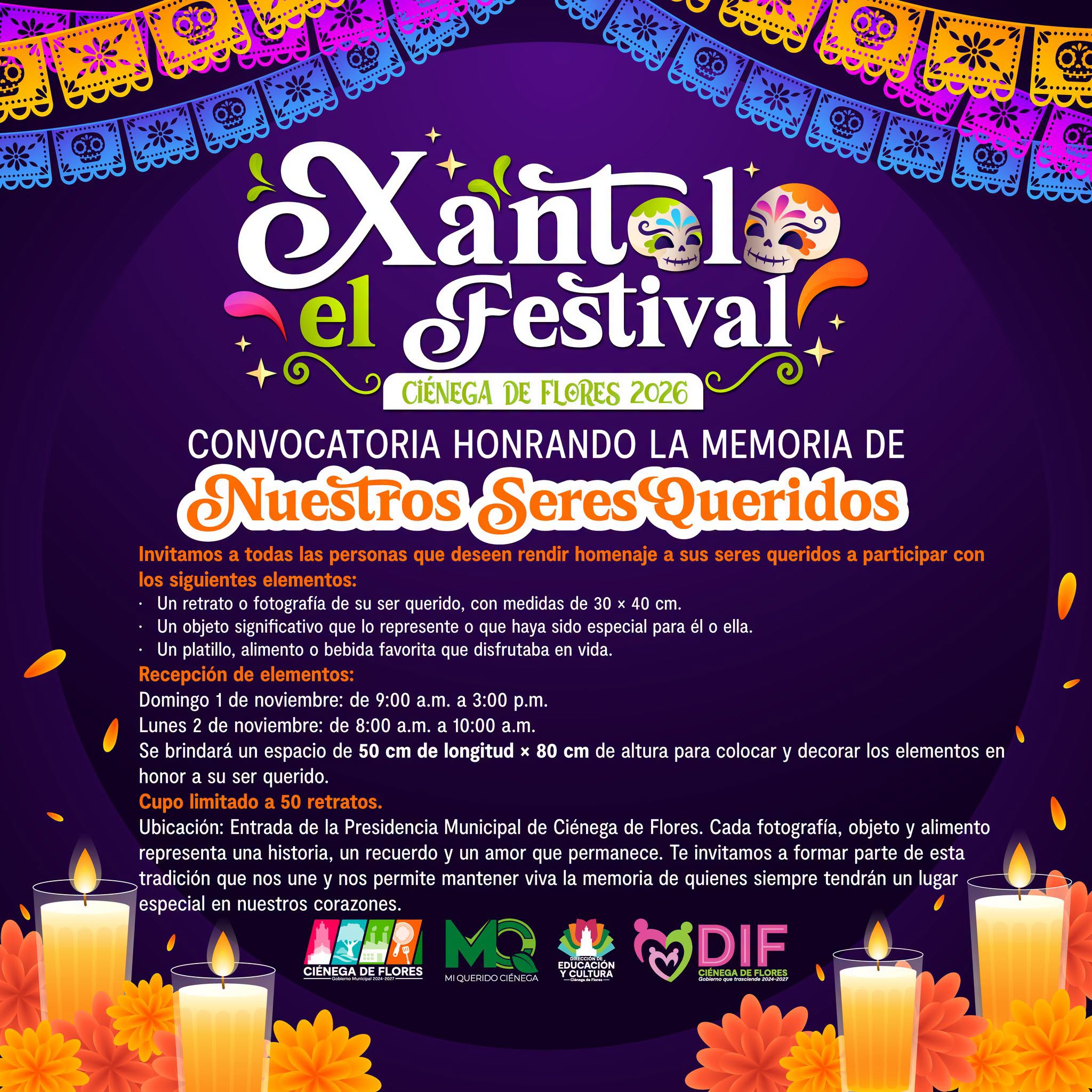Cartel oficial para el homenaje Nuestros Seres Queridos Xantolo 2026